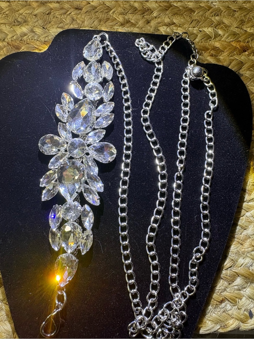 44” Long crystal embellished chain belt
